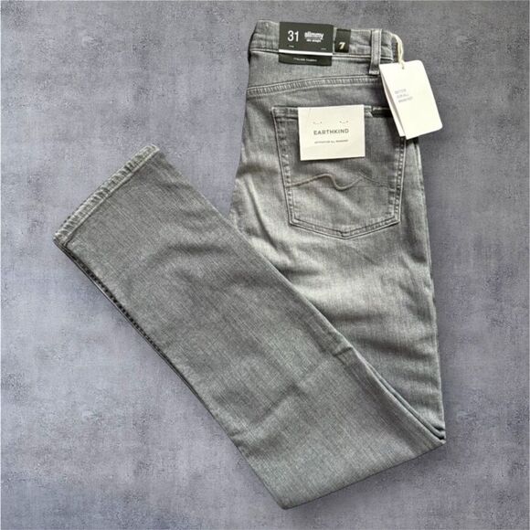 7 For All Mankind Gray Slim Straight Jeans STRETCH TEK SLIMMY IN AMPERSAND 31 - Picture 1 of 15